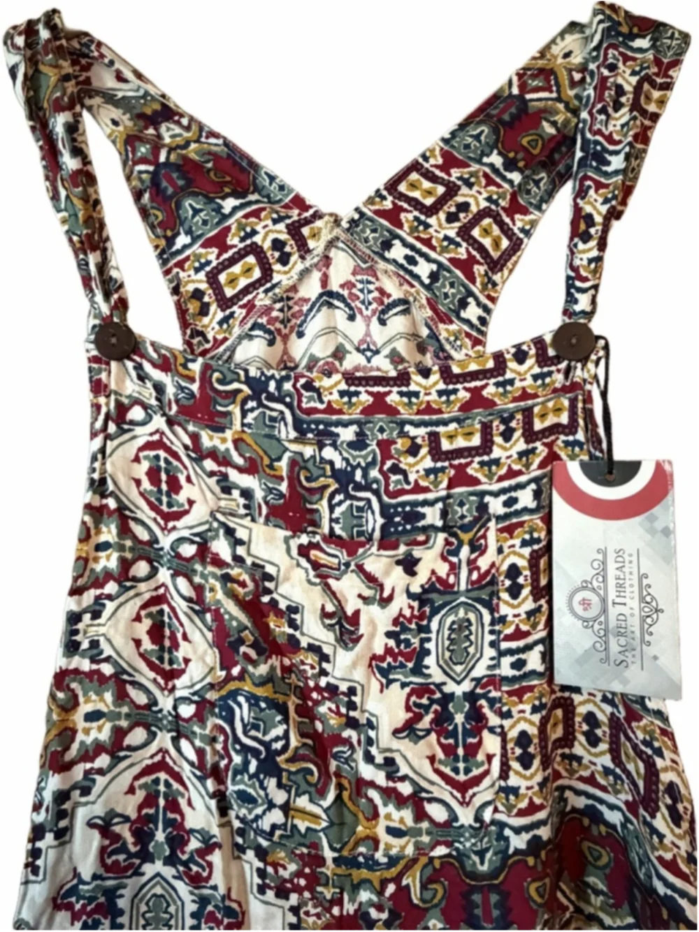 Sacred Threads Boho Ethnic Summer Overalls - Picture 3 of 9